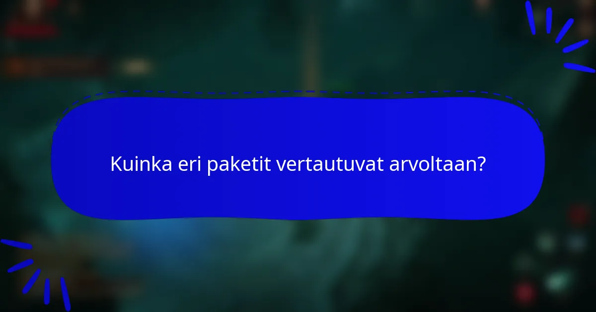 Kuinka eri paketit vertautuvat arvoltaan?