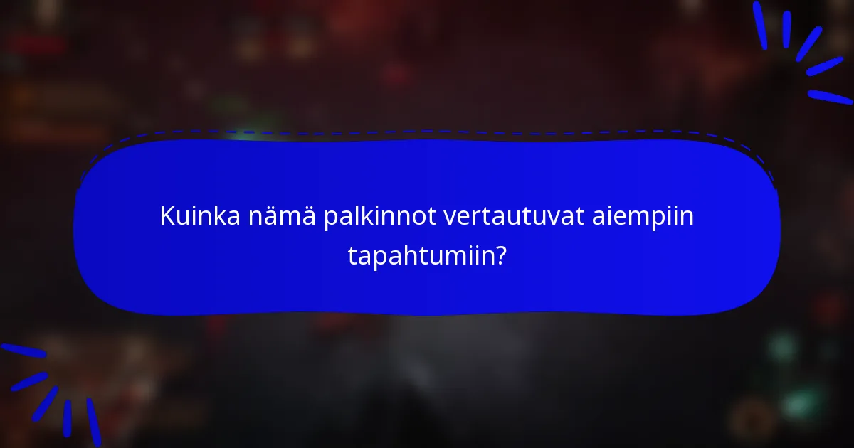 Kuinka nämä palkinnot vertautuvat aiempiin tapahtumiin?